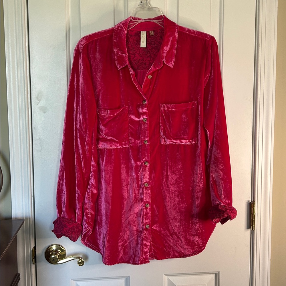 Pilcro Fuchsia Velvet Shirt